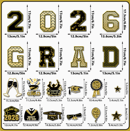 20 Pcs Graduation Magnets 2026 Cruise Door Car Magnets  Congrats Grad Cap Magnetic Decorations for Refrigerator Garage Cruise Door Party Stickers