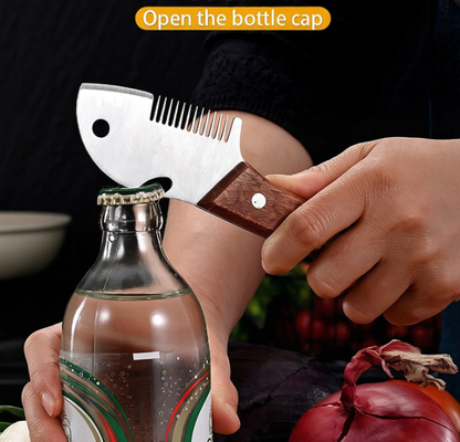 Wooden Handle Scallion Slicer, 3-in-1 Multifunctional Kitchen Cutter