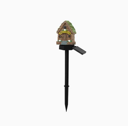 Garden Decor Solar Fairy House Stake Lights - Auto Light Sensor Resin Outdoor Lighting, Waterproof Yard Accessories
