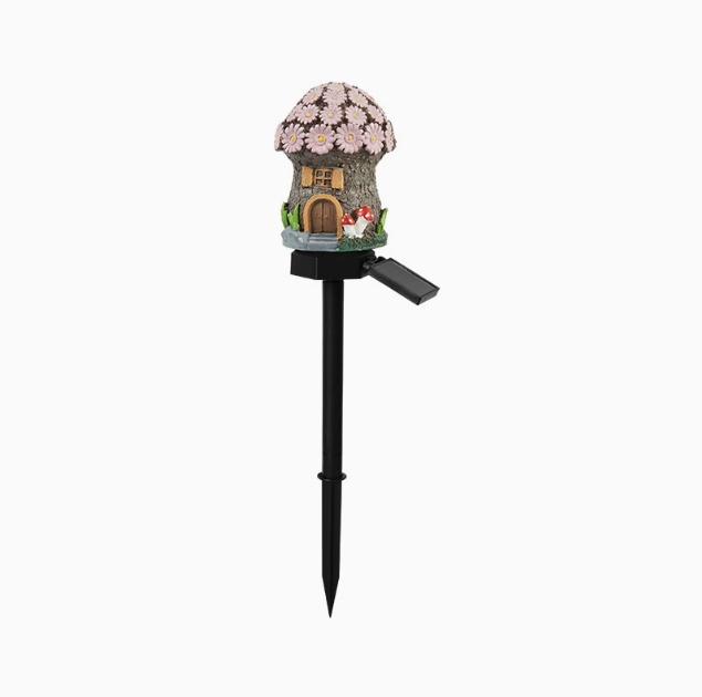 Garden Decor Solar Fairy House Stake Lights - Auto Light Sensor Resin Outdoor Lighting, Waterproof Yard Accessories
