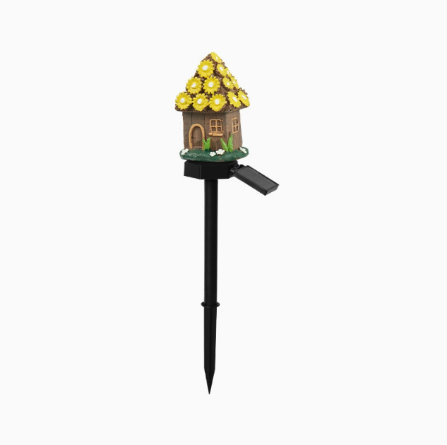 Garden Decor Solar Fairy House Stake Lights - Auto Light Sensor Resin Outdoor Lighting, Waterproof Yard Accessories