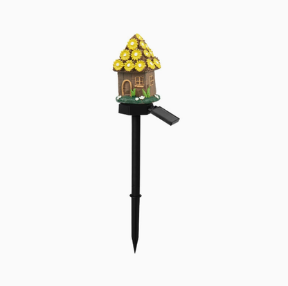 Garden Decor Solar Fairy House Stake Lights - Auto Light Sensor Resin Outdoor Lighting, Waterproof Yard Accessories