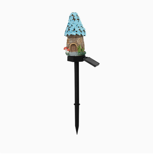 Garden Decor Solar Fairy House Stake Lights - Auto Light Sensor Resin Outdoor Lighting, Waterproof Yard Accessories