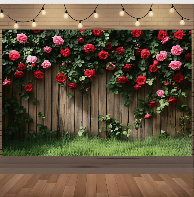 Magical Forest Floral & Butterfly Backdrop Banner — Outdoor Birthday Party Scene Decoration