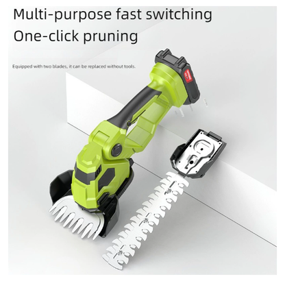 【FathersDayGift】Cordless 2-in-1 Grass Shear & Shrub Trimmer, Handheld Electric Hedge Trimmer