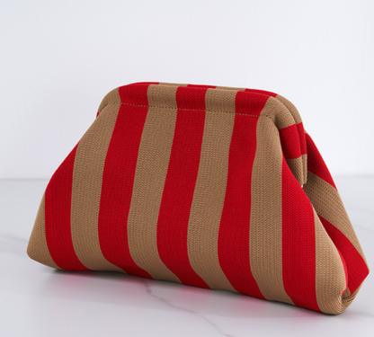 Women's Striped &amp; Diamond Dot Cloud Handbag – Lightweight Clip-Top Crossbody Bag for Everyday Style 👜