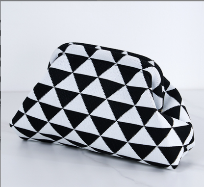 Women's Striped &amp; Diamond Dot Cloud Handbag – Lightweight Clip-Top Crossbody Bag for Everyday Style 👜