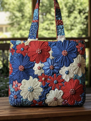 ✨ Boho Dreamcatcher Quilted Tote Bag – 3D Embroidered Feather Design, Spacious Everyday Carryall