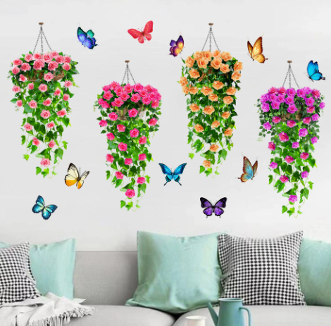 3D Rose Vine Wall Decals – Self-Adhesive Floral Wall Stickers for Bedroom & Living Room Decor