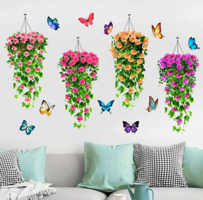 3D Rose Vine Wall Decals – Self-Adhesive Floral Wall Stickers for Bedroom & Living Room Decor