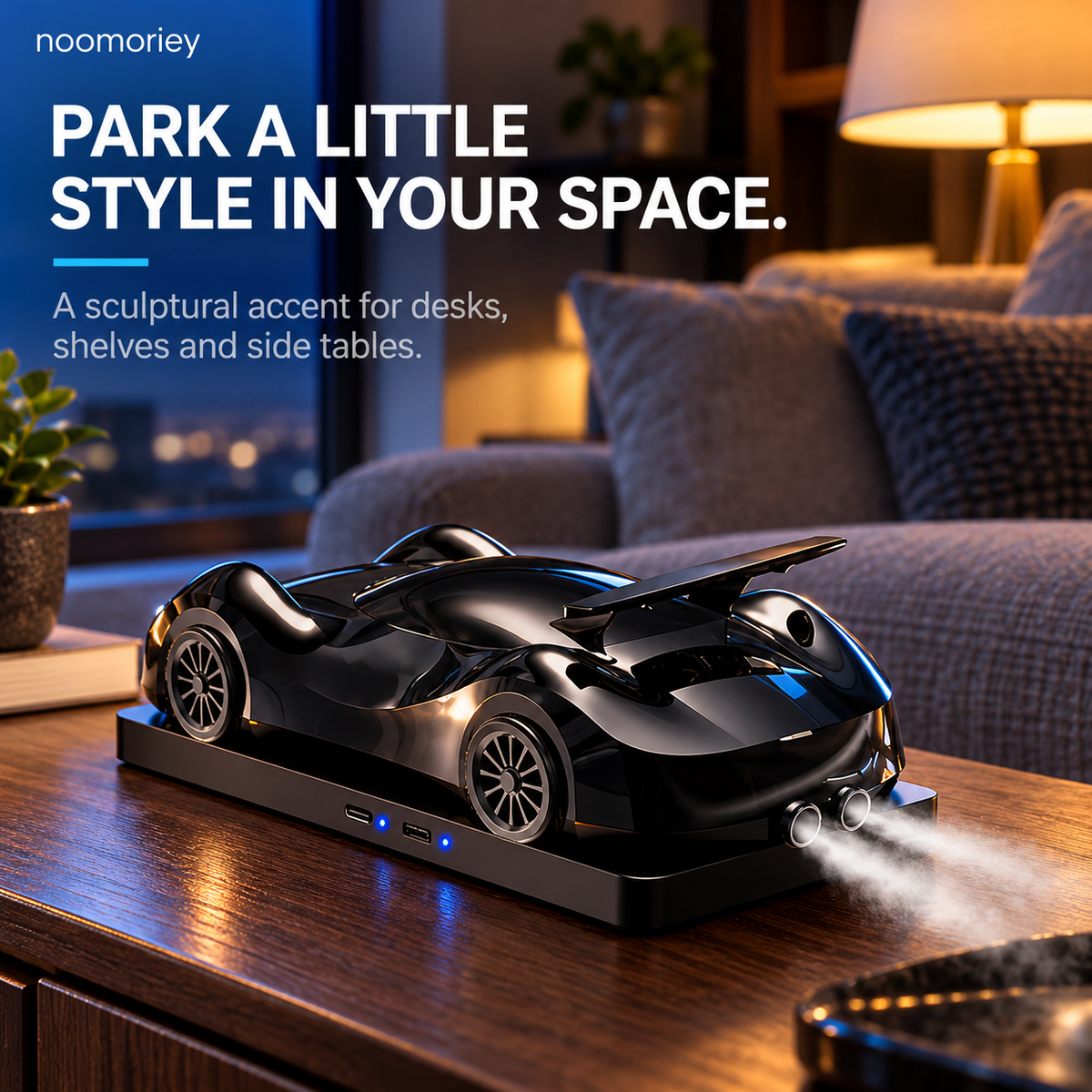 🏎️ Racing Car Aroma Diffuser – Dual Exhaust Mist, 6 Colors & Fragrance Cartridge Included ✨