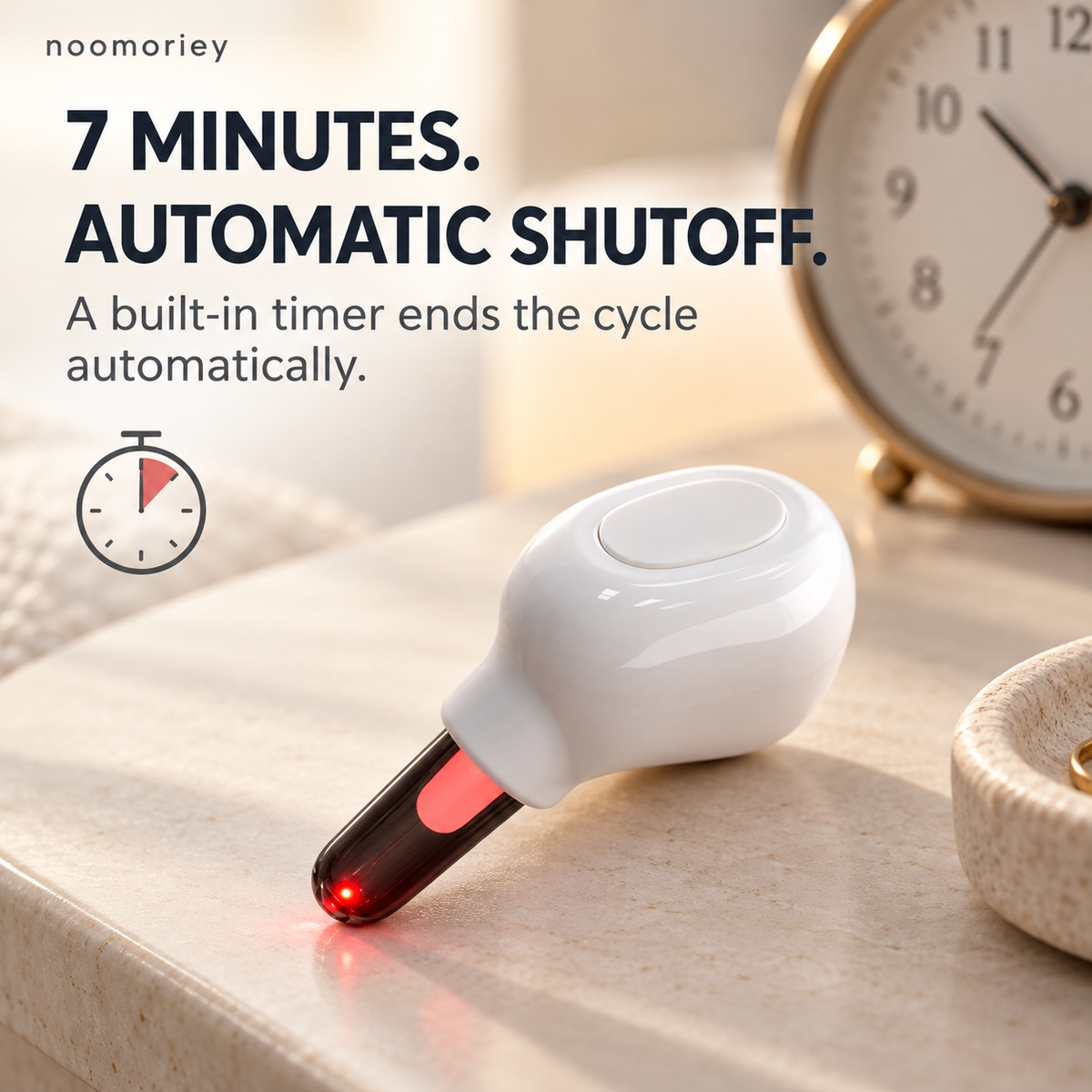 660nm Red Light Ear Device – Compact, Lightweight Design with 7-Minute Auto Shutoff