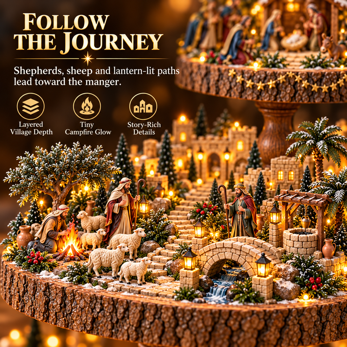 ✨ Bethlehem’s Holy Night – Lighted Nativity Village
