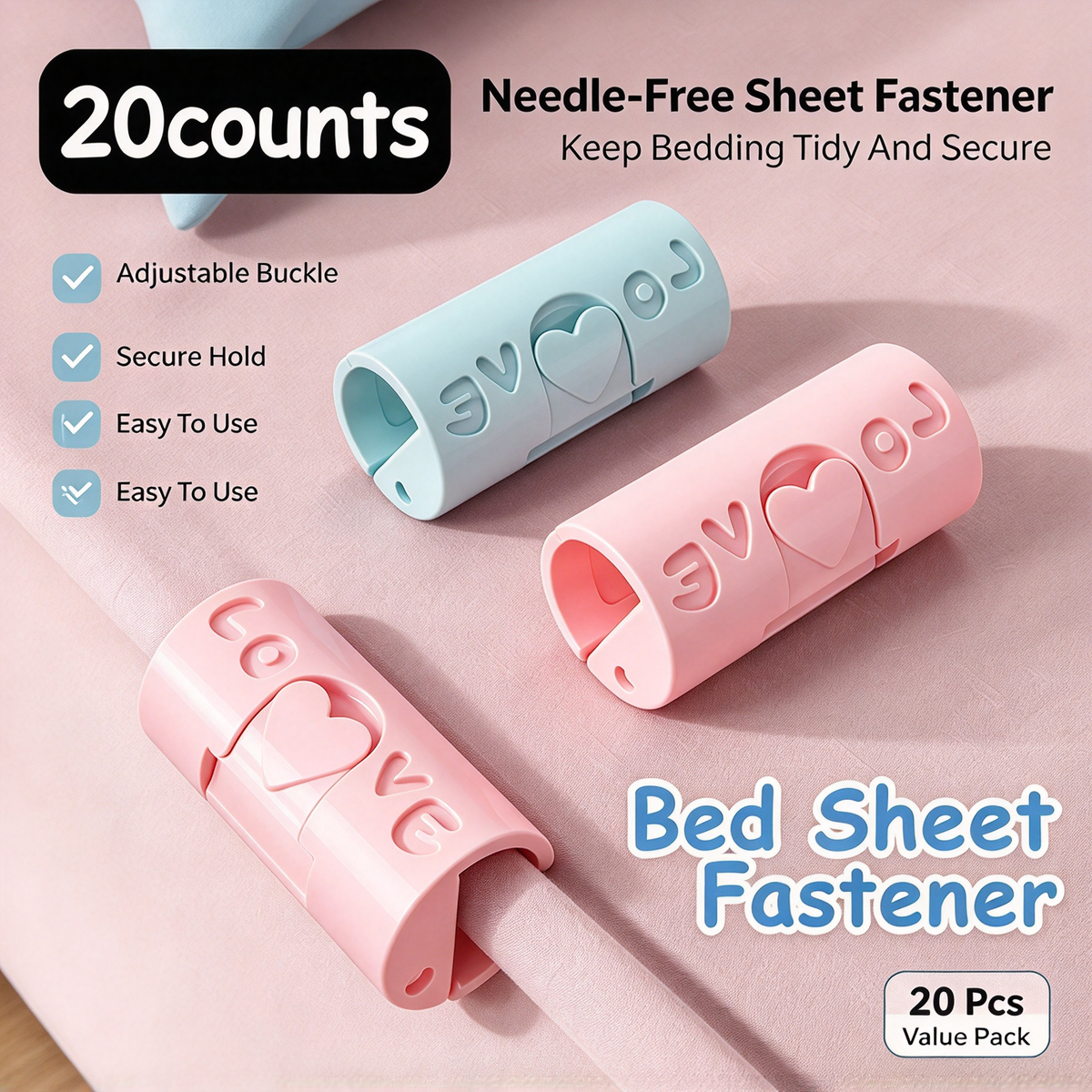 🛏️ 6 PCS Bed Sheet Holder Clips – Easy-Lock Fasteners for Neater, Stay-in-Place Bedding ✨