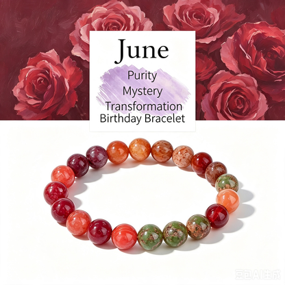 Birthstone Crystal Bracelet | Anxiety Healing Floral Monthly Gift with Card