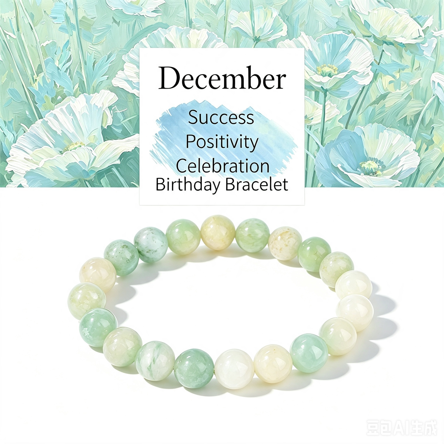 Birthstone Crystal Bracelet | Anxiety Healing Floral Monthly Gift with Card