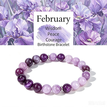 Birthstone Crystal Bracelet | Anxiety Healing Floral Monthly Gift with Card
