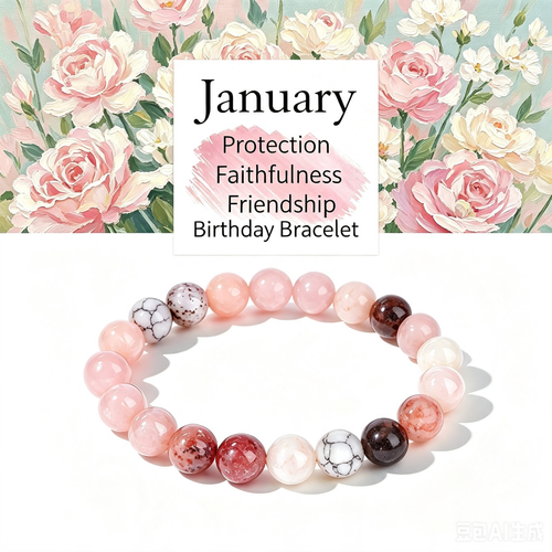 Birthstone Crystal Bracelet | Anxiety Healing Floral Monthly Gift with Card