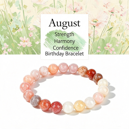 Birthstone Crystal Bracelet | Anxiety Healing Floral Monthly Gift with Card