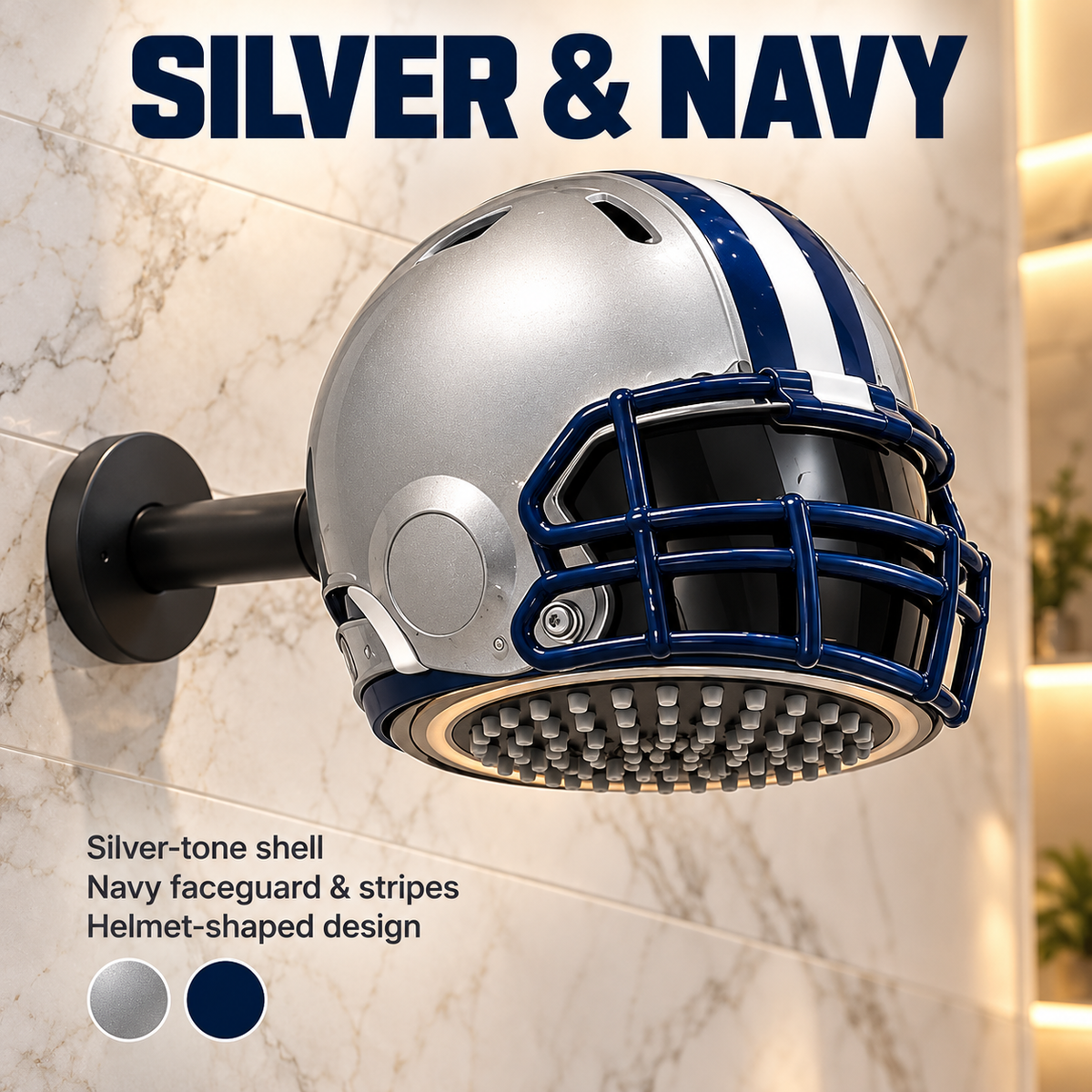 Helmet Shower Head – Rain-Style Spray with a Glowing Light Ring