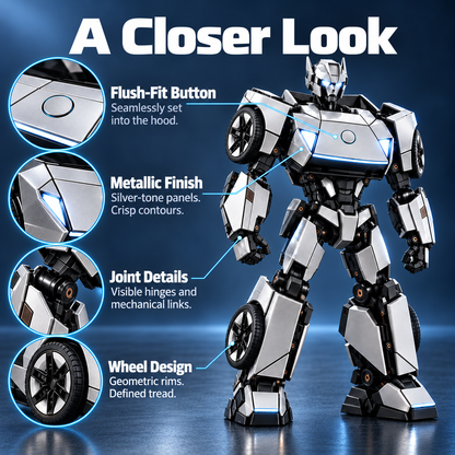 45% OFF🏎️Silver 2-in-1 Transforming Sports Car🏎️ & Robot – Futuristic Mecha Figure