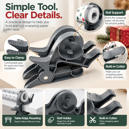 🎁 2PCS Tabletop Wrapping Paper Holder & Cutter – Easy Gift Wrapping Station for Christmas & Birthdays