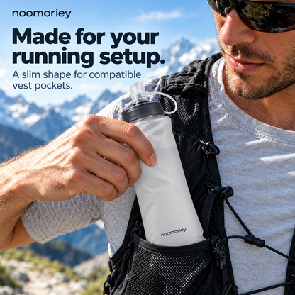 Collapsible Soft Water Bottle, Portable Squeeze Flask for Hiking, Running, Camping & Outdoor Sports