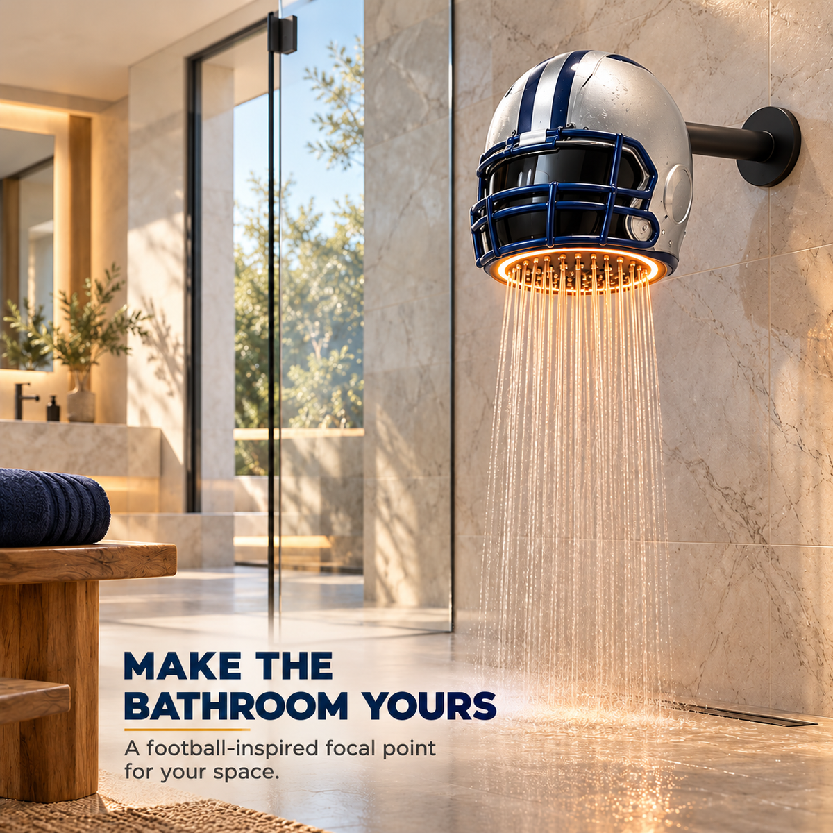 Helmet Shower Head – Rain-Style Spray with a Glowing Light Ring