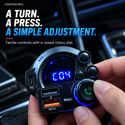 Bluetooth FM Transmitter for Car, Wireless Audio Adapter with Hands-Free Calling, USB-C PD & QC3.0 Fast Charging