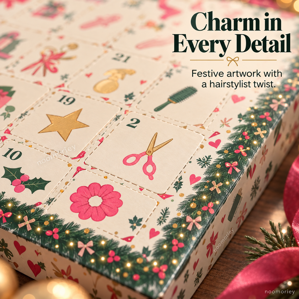 Christmas Advent Calendar for Hair Stylists, 24 Days of Beauty Salon Surprises, Hairstylist Christmas Gift, Hairdresser Gift Set, Festive Salon Decor