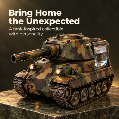 🪖☕ Tank-Inspired Coffee Corner Decor – Camouflage Collectible Desk Display, Military-Style Statement Piece & Unique Gift 🎁