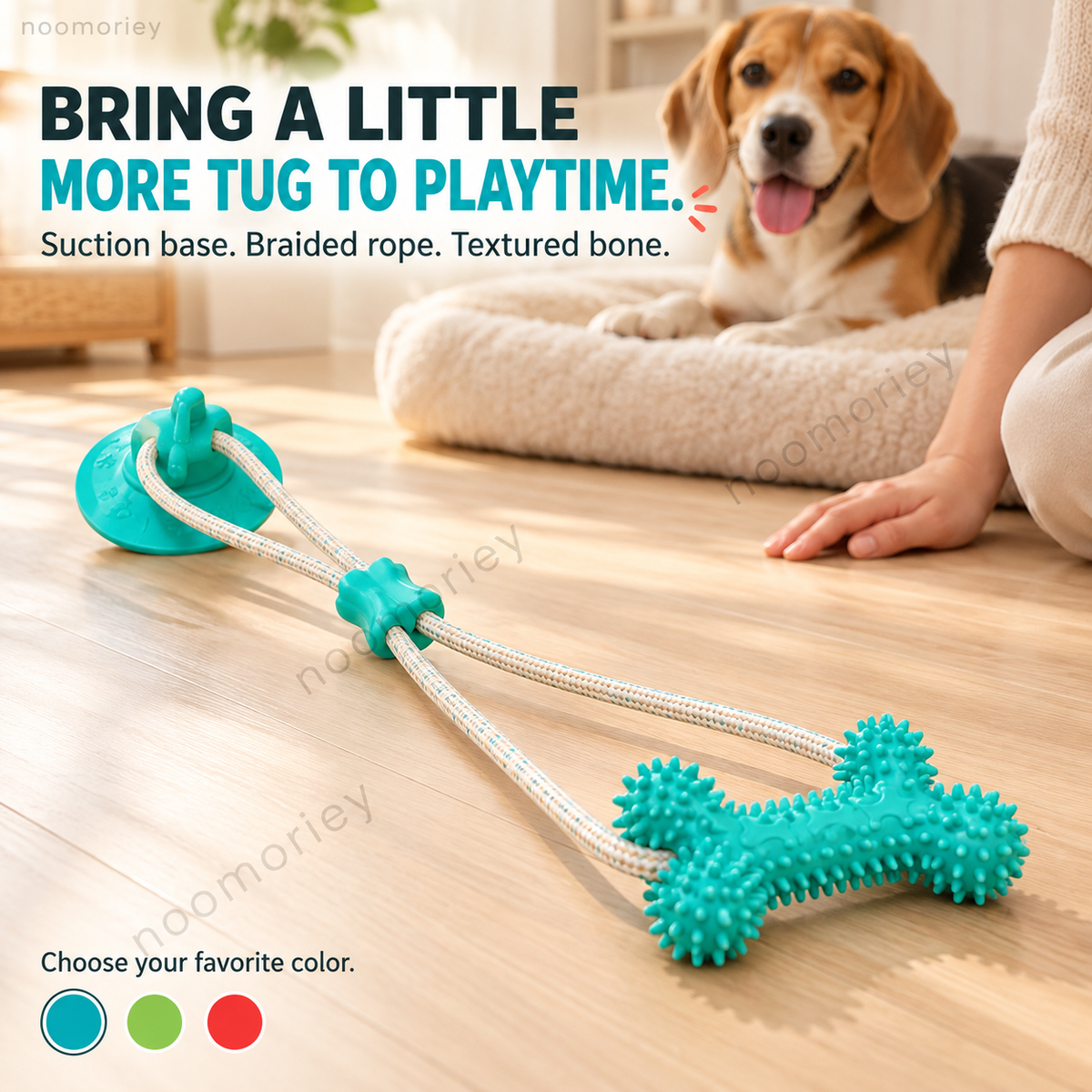 Interactive Suction Cup Dog Tug Toy – Braided Rope Chew Toy with Textured Bite Grip for Indoor Play