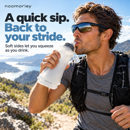 Collapsible Soft Water Bottle, Portable Squeeze Flask for Hiking, Running, Camping & Outdoor Sports