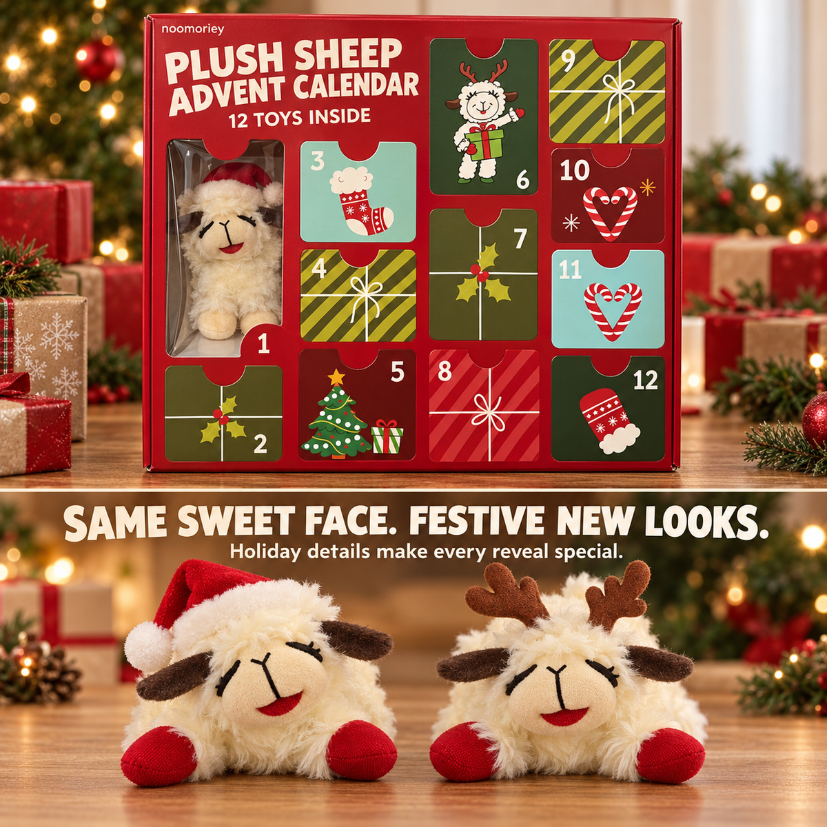 🎄🐑 Plush Sheep Advent Calendar – 12 Days of Christmas Surprises 🎁