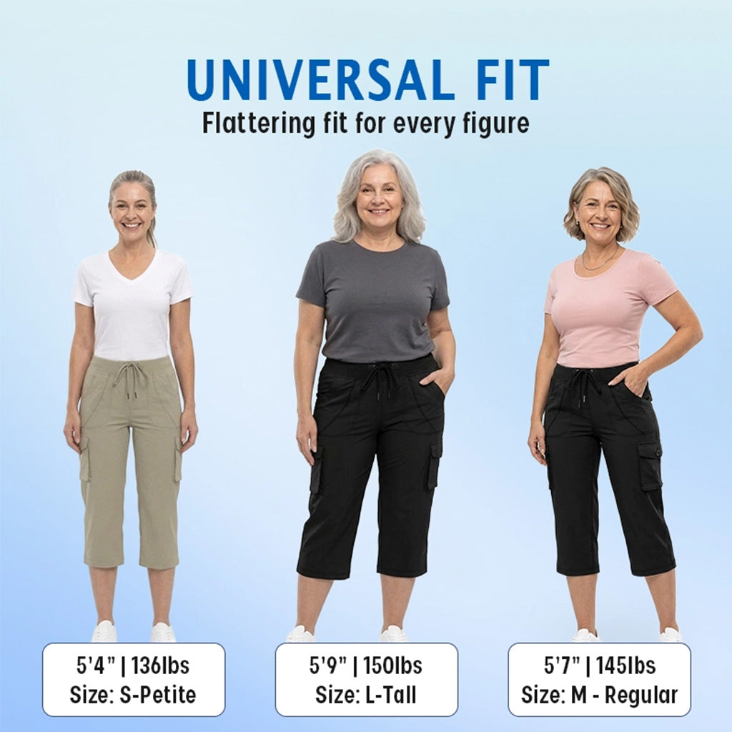 Women Cargo Capri Lightweight Hiking Cropped Pants