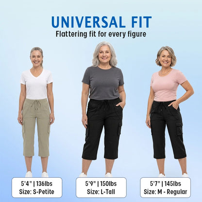 Women Cargo Capri Lightweight Hiking Cropped Pants