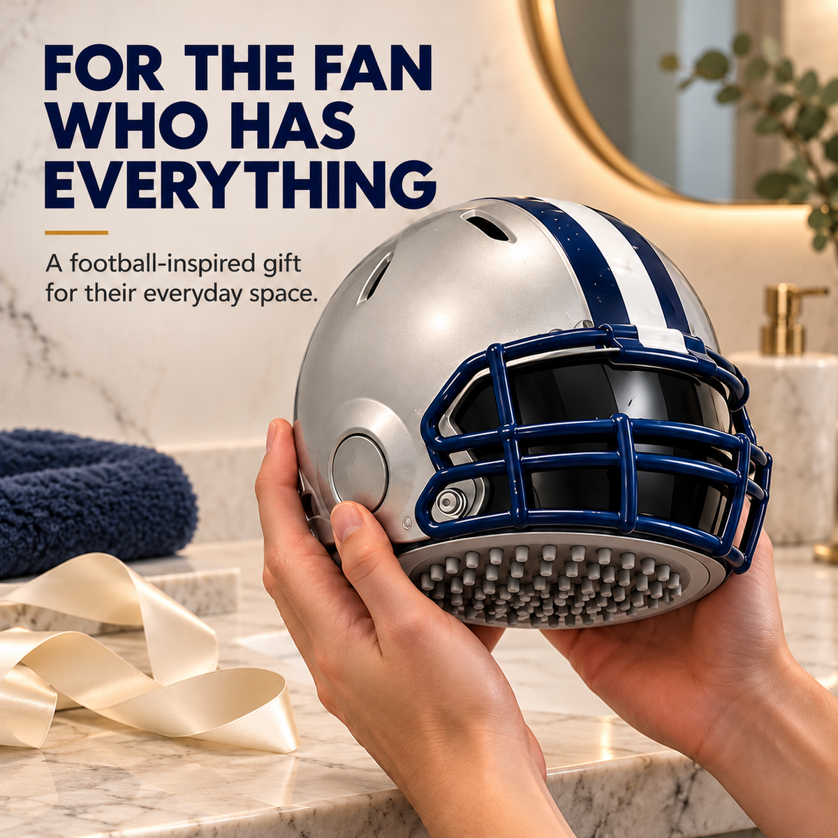 Helmet Shower Head – Rain-Style Spray with a Glowing Light Ring
