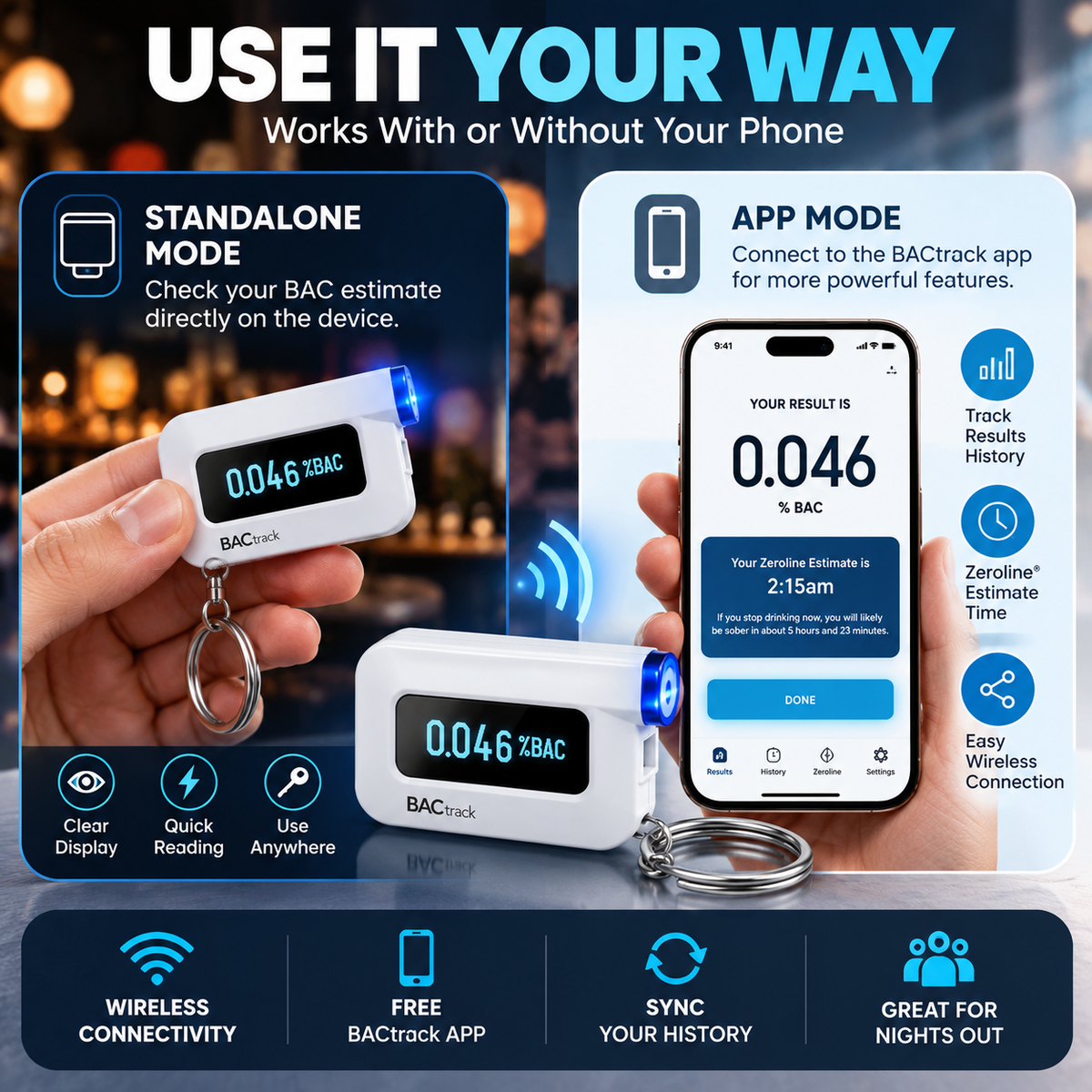 🚗 Pocket BAC Breathalyzer – Professional-Grade Alcohol Tester with App Tracking