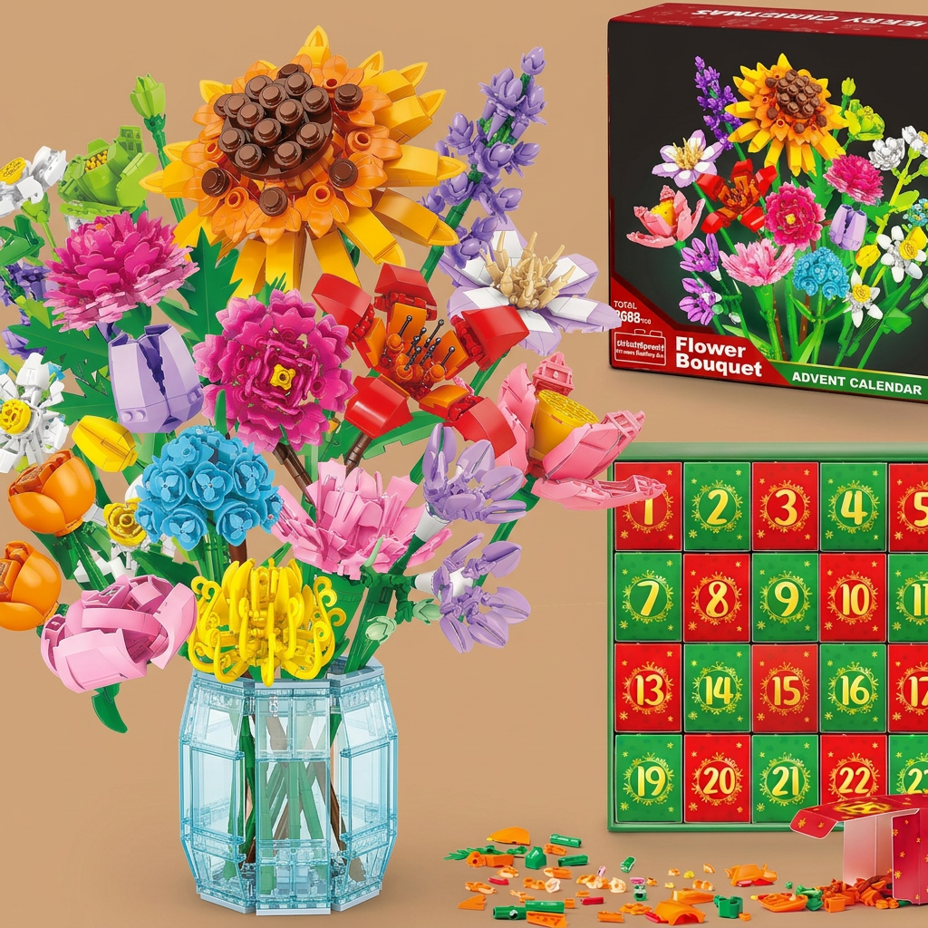 Christmas Building Block Flower Bouquet Calendar