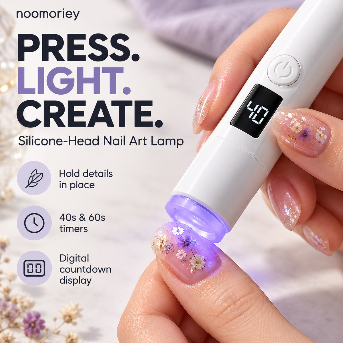 💅 Silicone Nail Art Stamper with LED Curing Light