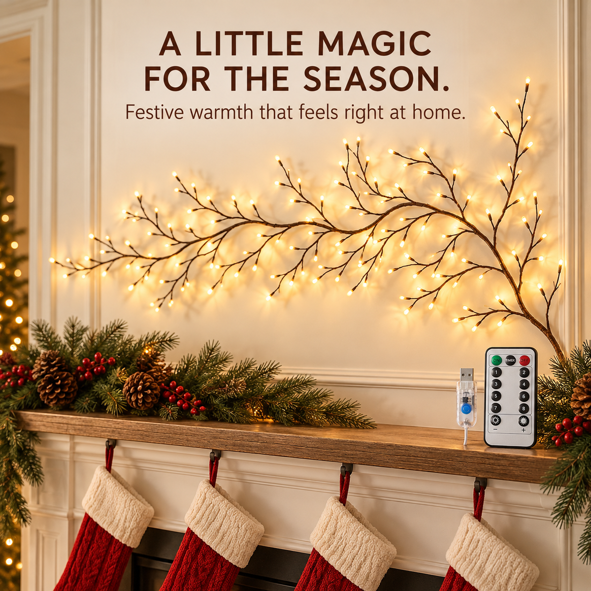 ✨ Warm LED Branch Lights with Remote – Shape Your Space, Set the Mood 🌿