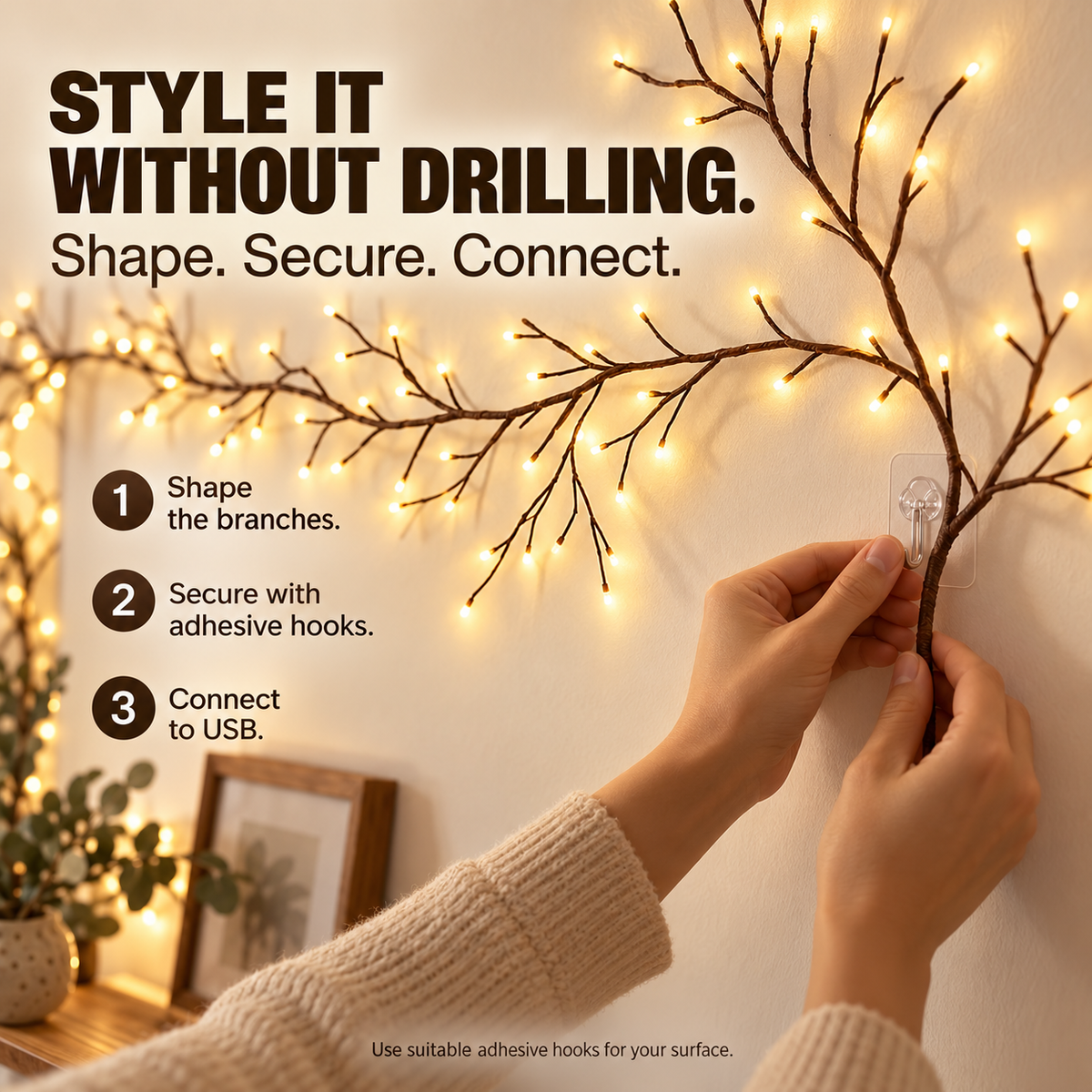 ✨ Warm LED Branch Lights with Remote – Shape Your Space, Set the Mood 🌿