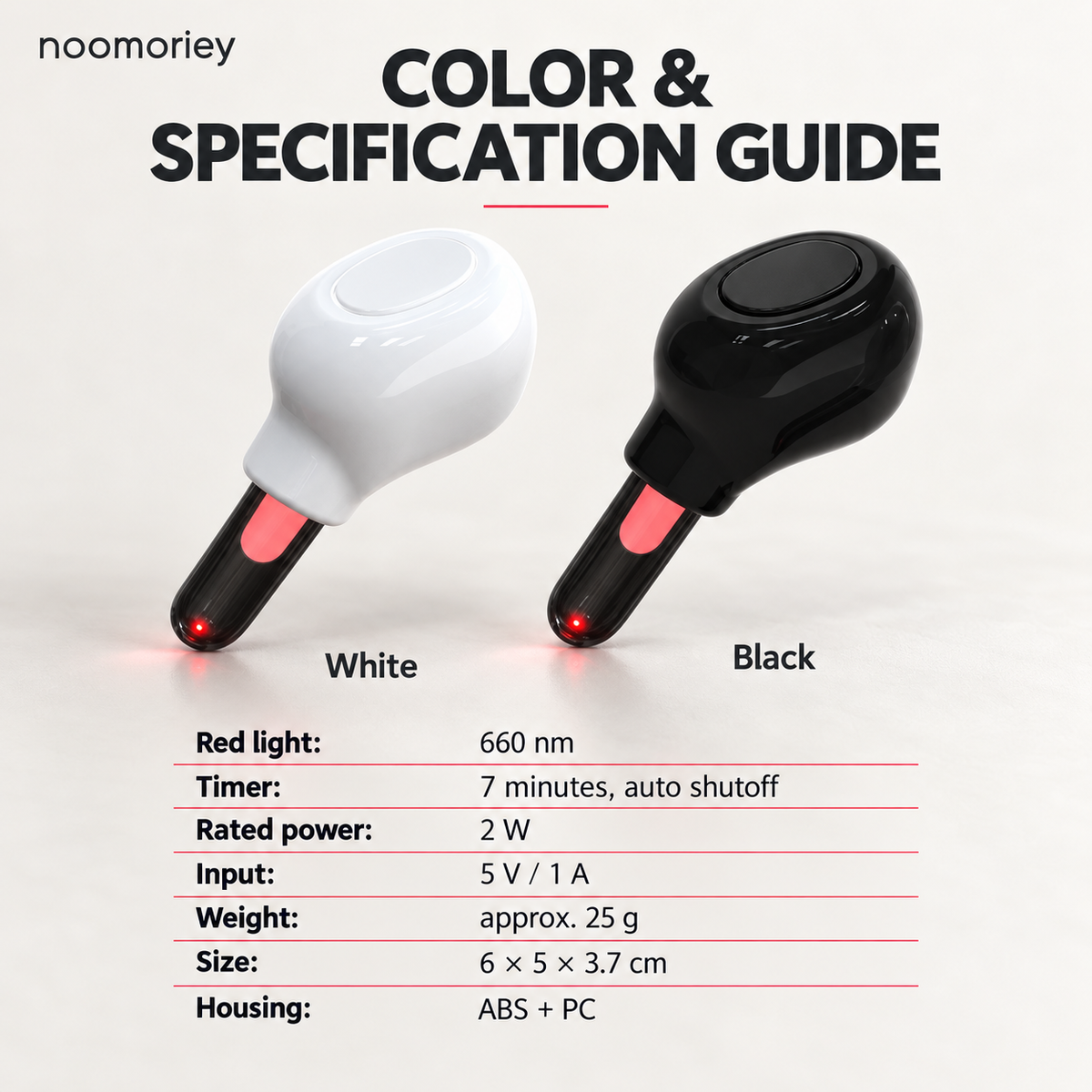 660nm Red Light Ear Device – Compact, Lightweight Design with 7-Minute Auto Shutoff