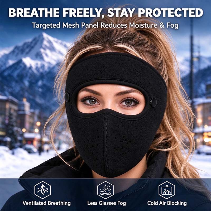 Fleece-lined winter face covering for cold-weather wear