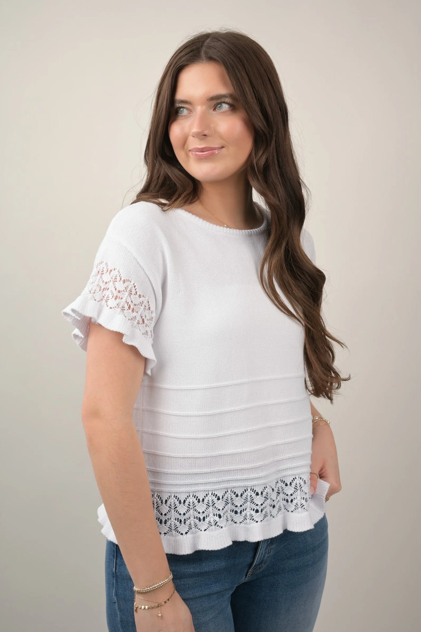 ✨ Breezy Crochet Knit Top