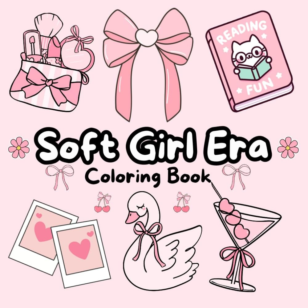 🎀 FLASH SALE – 49% OFF! | Soft Girl Era Colouring Book | 55 Mindful Designs for Stress‐Free Creativity 🍓🌸