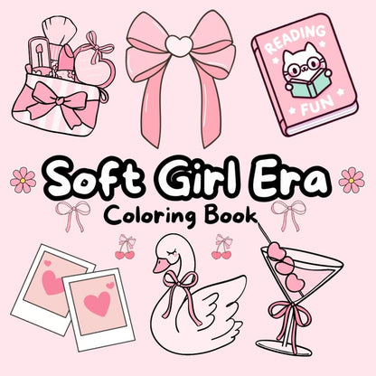 🎀 FLASH SALE – 49% OFF! | Soft Girl Era Colouring Book | 55 Mindful Designs for Stress‐Free Creativity 🍓🌸