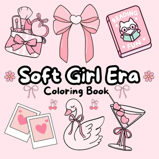 🎀 FLASH SALE – 49% OFF! | Soft Girl Era Colouring Book | 55 Mindful Designs for Stress‐Free Creativity 🍓🌸