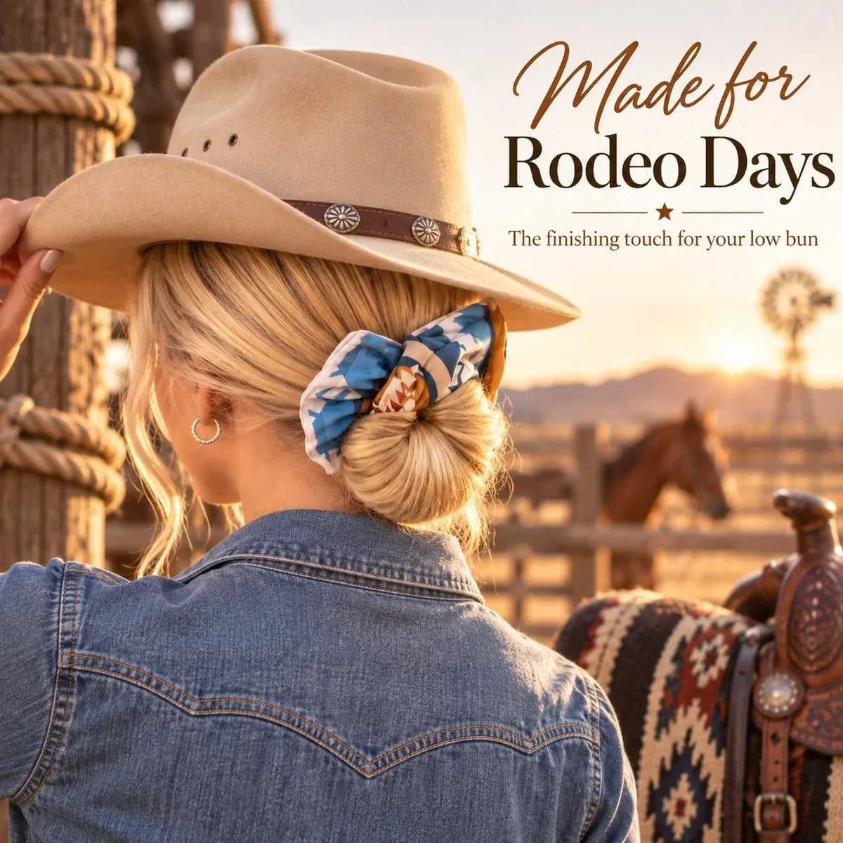🤠 Western Print Low-Bun Hair Bow | Easy Everyday Hair Accessory for Country Concerts, Rodeo Days & Casual Looks 🤎
