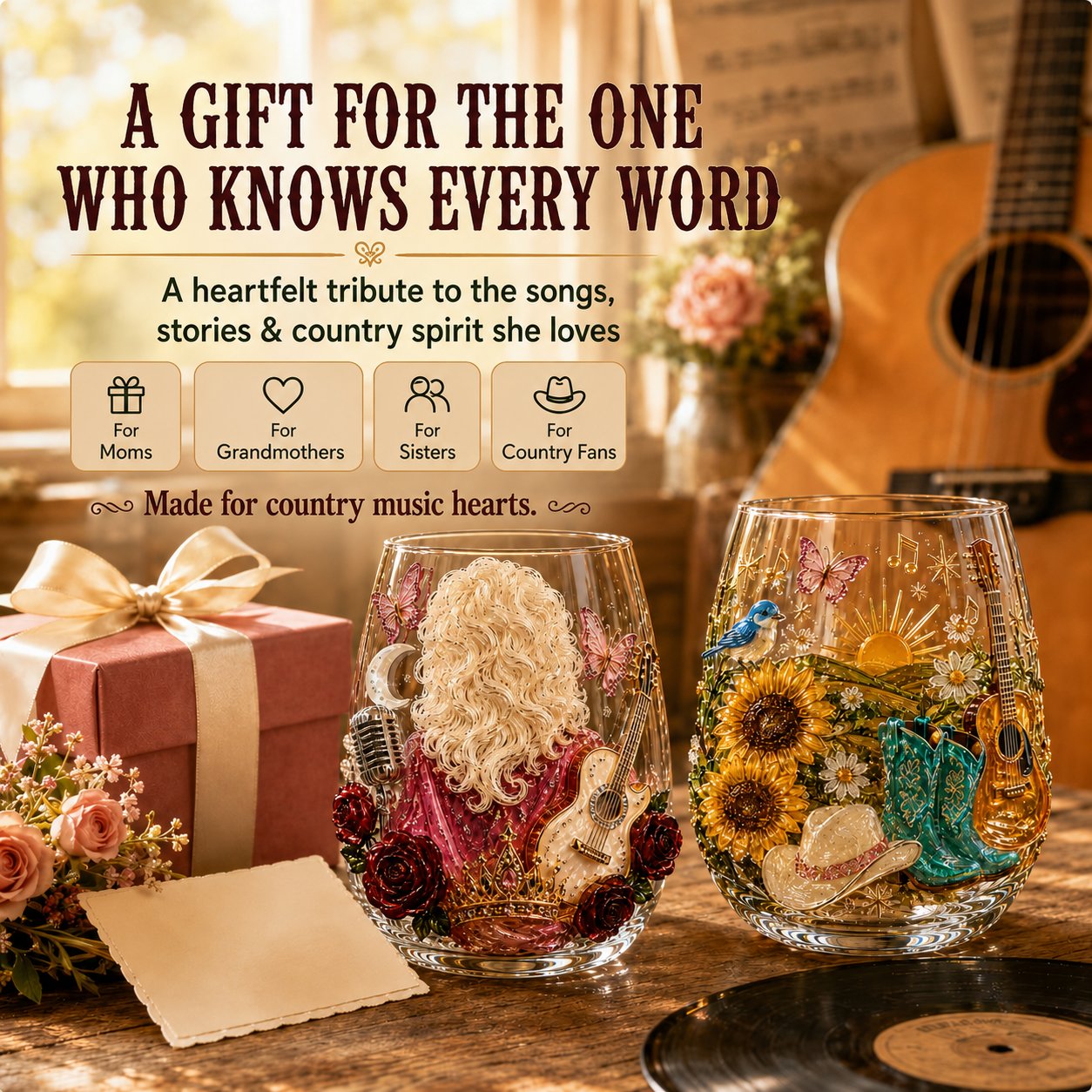 🎸✨ Queen of Country 1946–2026 3D Glass Collection- 🦋A Country Music Keepsake to Treasure💖